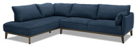 Sofa sectionnel de gauche Gena 2 pièces en tissu d'apparence lin - minuit 