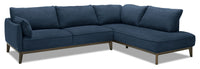  Sofa sectionnel de droite Gena 2 pièces en tissu d'apparence lin - minuit 