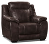 Fauteuil Novo en tissu d'apparence cuir - brun