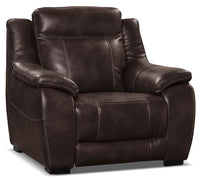 Fauteuil Novo en tissu d'apparence cuir - brun