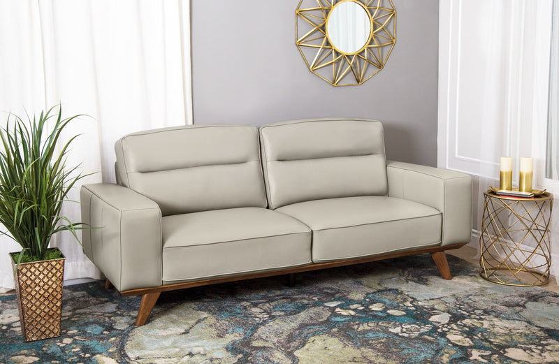 Sofa Kai en cuir véritable – argenté