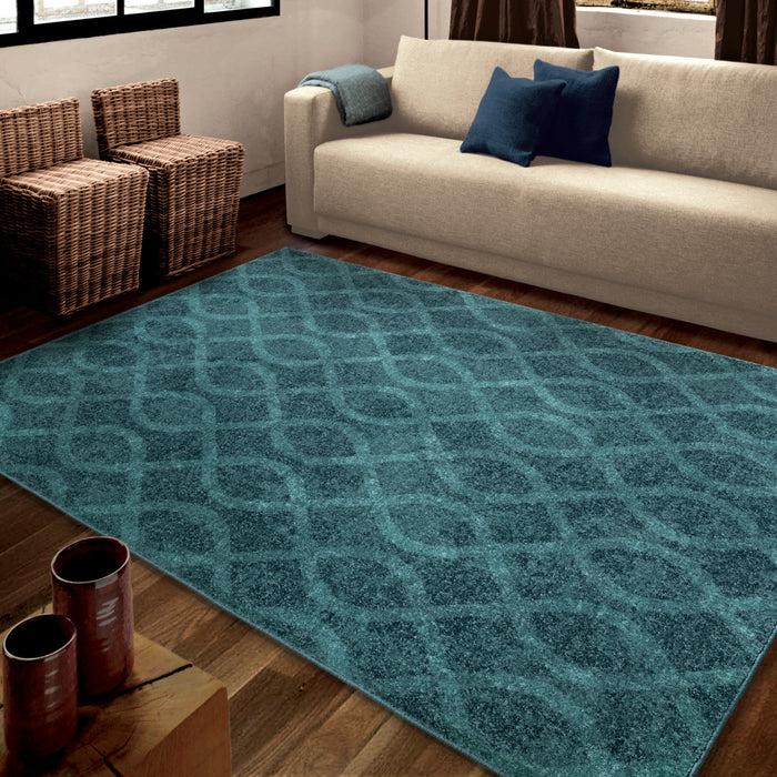 Carpette Geo Loop bleue - 8 pi x 11 pi
