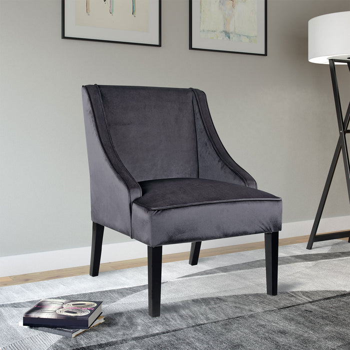 Fauteuil d'appoint LAD en velours - gris foncé