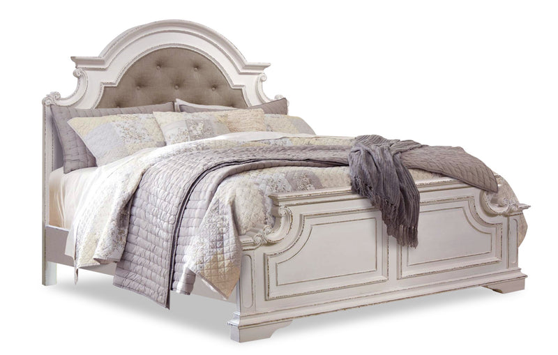 Grace King Bed – Antique White - Country style Bed in Antique White Poplar
