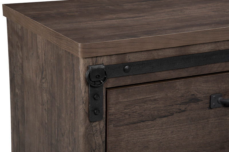 Ensemble de chambre à coucher Grayson 5 pièces rustique fabriqué au Canada avec lit, commode et miroir, gris foncé - format très grand lit