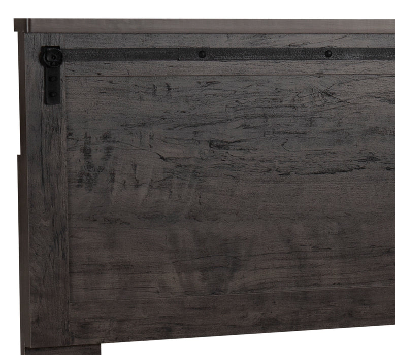 Ensemble de chambre à coucher Grayson 5 pièces rustique fabriqué au Canada avec lit, commode et miroir, gris foncé - format très grand lit