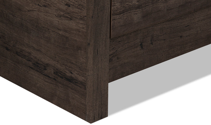 Ensemble de chambre à coucher Grayson 5 pièces rustique fabriqué au Canada avec lit, commode et miroir, gris foncé - format très grand lit