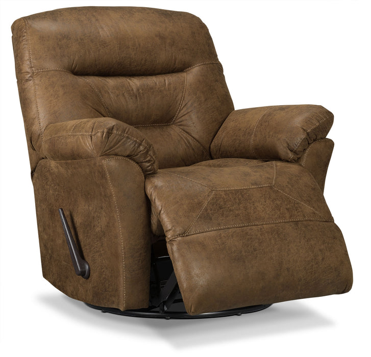 Fauteuil inclinable pivotant 4579  en tissu d'apparence cuir - bière brune