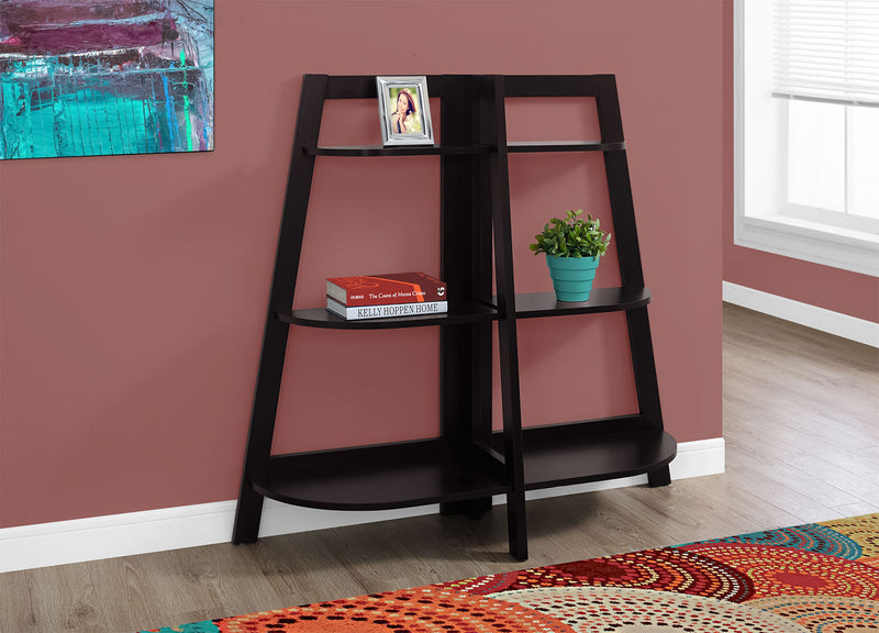 Bibliothèque en coin Aline de 51 po avec 3 tablettes ouvertes - cappuccino