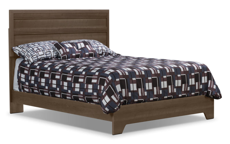 Ens. de chambre à coucher Olivia 5 pièces avec grand lit, commode verticale et table de nuit - gris