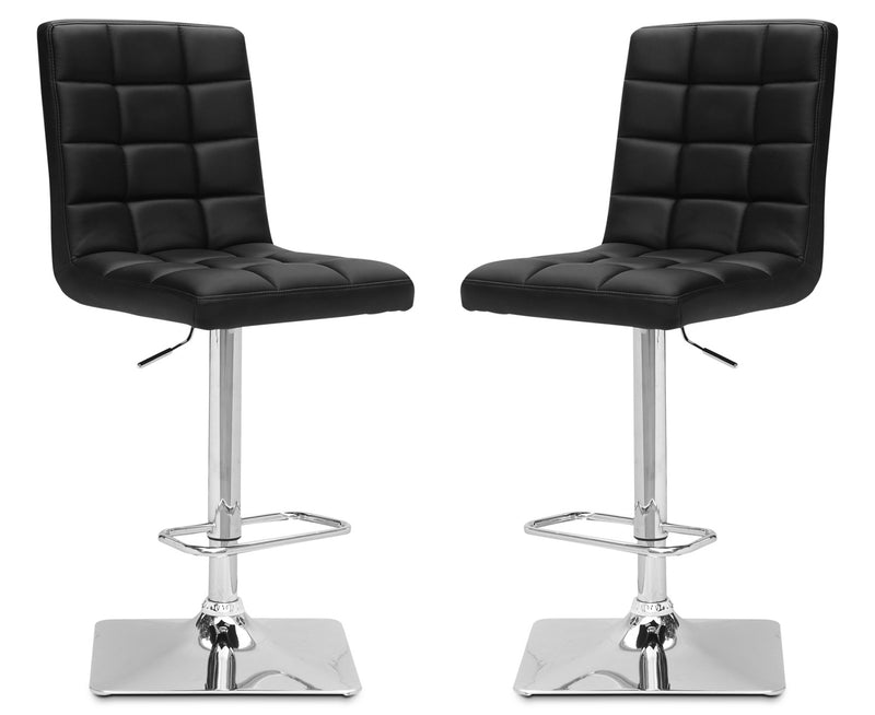 Tabouret bar réglable Axel à dossier haut, ensemble de 2 - noir