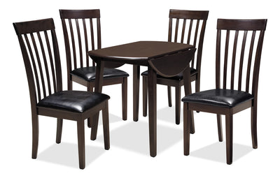 Hammis 5-Piece Dining Package - Contemporary style Dining Room Set in Dark Brown Birch Solids and Veneers