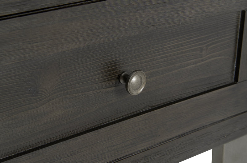 Table de bout industrielle Hilla de 22,38 po avec rangement - bois brun foncé avec pattes en métal