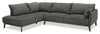 Sofa sectionnel de gauche Gena de Cindy Crawford Home 2 pièces en tissu d’apparence lin avec pattes en bois - gris anthracite