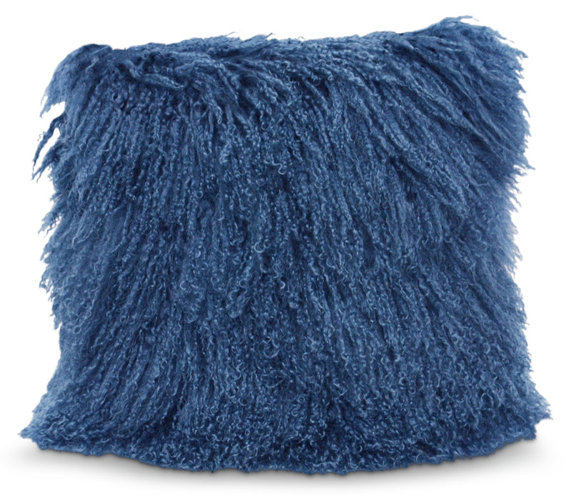 Mongolian Sheepskin Accent Pillow – Navy