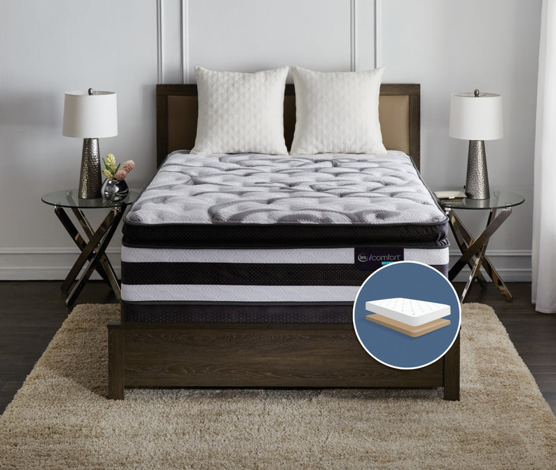Ensemble semi-ferme plateau-coussin épais profil bas Manolo iComfort Hybride Serta lit double