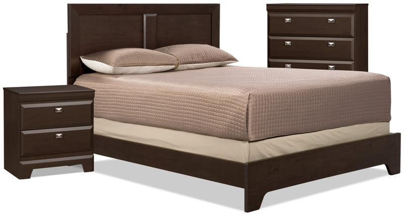 Ensemble de chambre à coucher Yorkdale 5 pièces avec grand lit, commode verticale et table de nuit