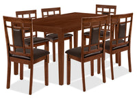  Ensemble de salle à manger Aran 7 pièces avec table de 60 po (L) et 6 chaises - brun