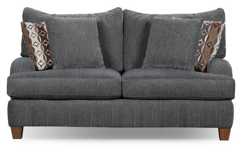 Putty Chenille Loveseat - Grey - Contemporary style Loveseat in Grey