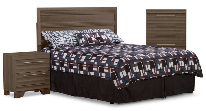 Ensemble de chambre à coucher Olivia 3 pièces avec grand lit - gris