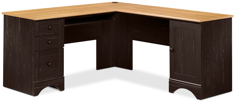 Harbor View Corner Desk – Antiqued Paint - Country style Desk in Dark Brown Wood