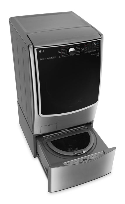 Laveuse à chargement frontal de 5,2 pi³, laveuse-piédestal et sécheuse électrique de 7,4 pi³ de LG - acier graphite