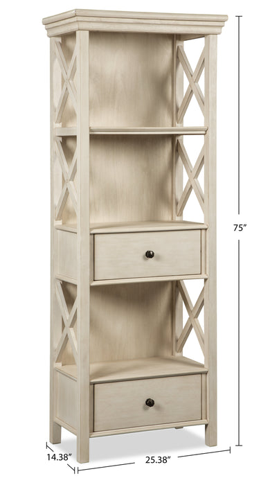 Étagère Isla de 25,4 po (L) avec tiroirs de rangement - blanc antique