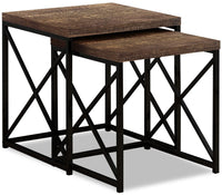 Tables gigognes Harper à l'apparence de bois recyclé - brune