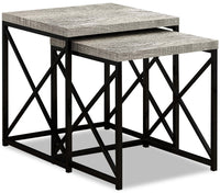 Tables gigognes Harper à l'apparence de bois recyclé - grise