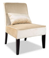 Fauteuil d'appoint LAD en velours avec coussin décoratif - crème