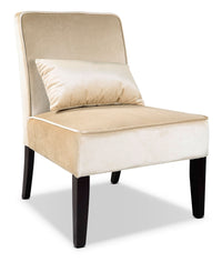 Fauteuil d'appoint LAD en velours avec coussin décoratif - crème
