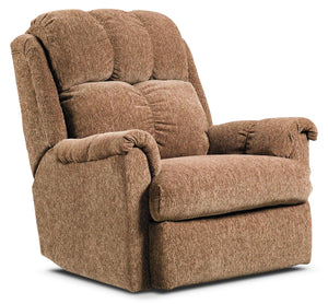 Fauteuil à inclinaison électrique de 35 po fabriqué au Canada en tissu de chenille - brun