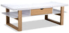 Table à café moderne Izaac de 47,25 po avec rangement et tablette - blanche et brune 