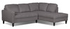 Sofa sectionnel de droite Paris 2 pièces en tissu d'apparence lin - granite