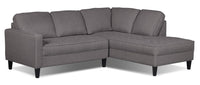 Sofa sectionnel de droite Paris 2 pièces en tissu d'apparence lin - granite