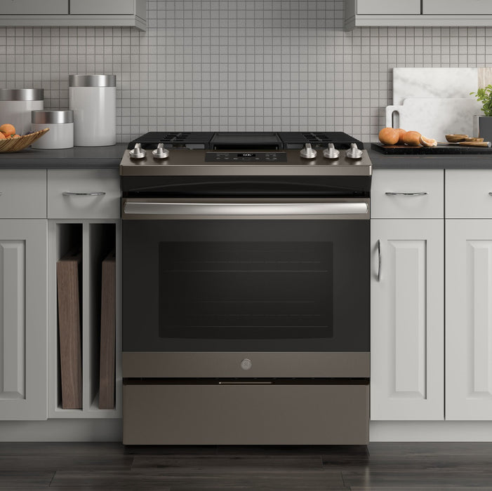 Cuisinière à gaz encastrée GE de 5,4 pi³ avec nettoyage à la vapeur - JCGSS66EELES