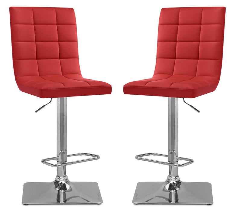 Tabouret bar réglable Axel à dossier haut, ensemble de 2 - rouge