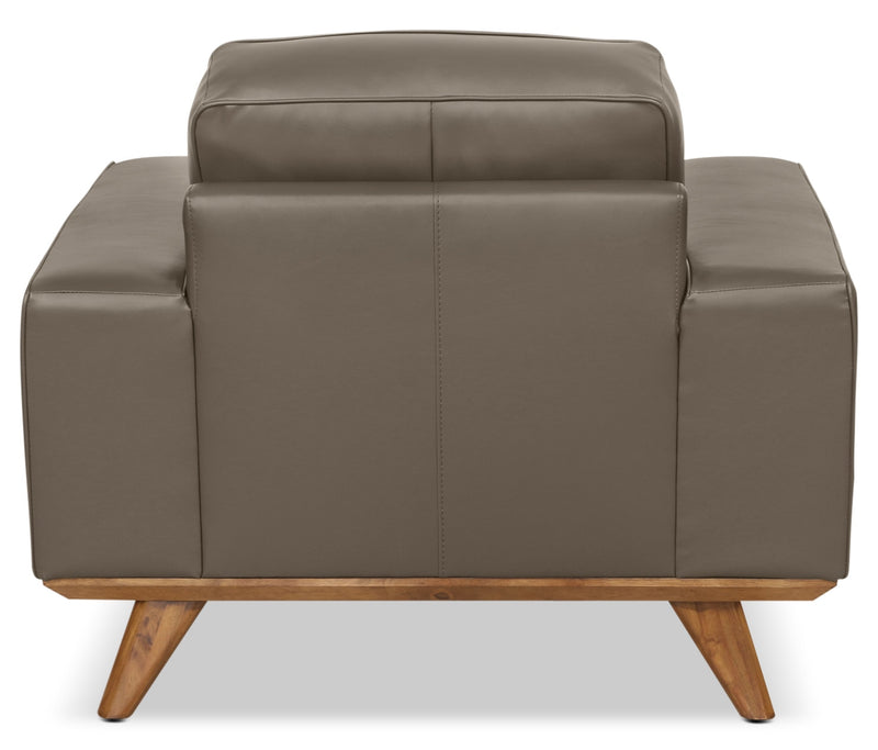 Fauteuil Kai en cuir véritable – gris