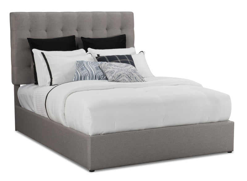 Jace Storage Queen Bed - Taupe - Modern style Bed in Taupe Solid Woods, Medium Density Fibreboard (MDF), Plywood