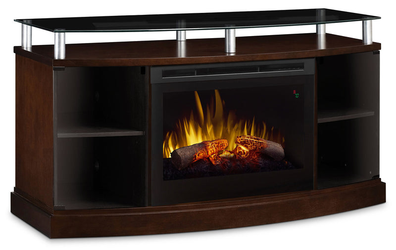 Meuble pour téléviseur Windham de 53 po avec foyer à bûches - moka