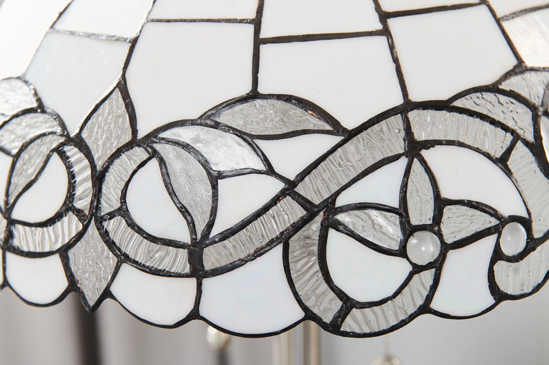 Lampe de table Jasmin de 23 po de style Tiffany avec verre soufflé à la main