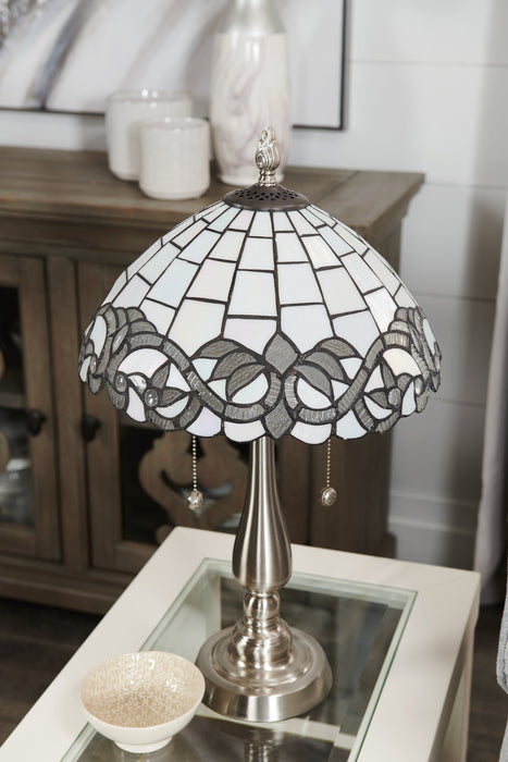 Lampe de table Jasmin de 23 po de style Tiffany avec verre soufflé à la main