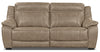 Sofa à inclinaison électrique Novo en tissu d'apparence cuir - taupe