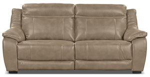 Sofa à inclinaison électrique Novo en tissu d'apparence cuir - taupe