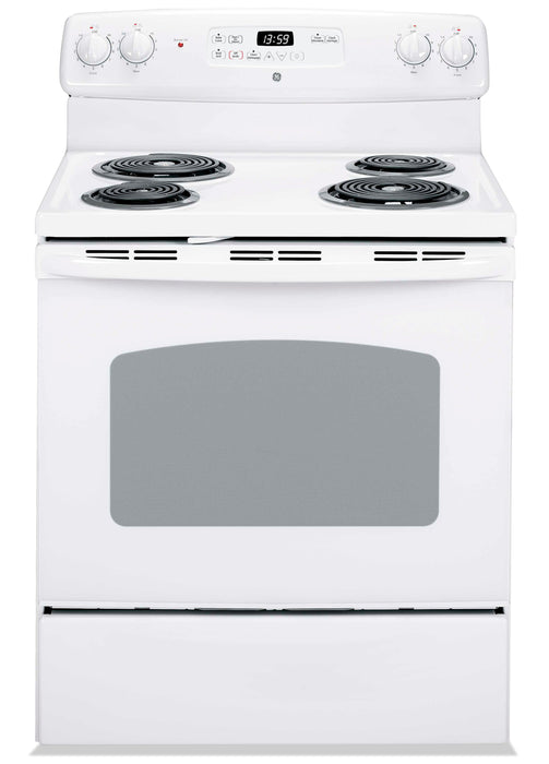 Cuisinière électrique GE de 5 pi³ avec autonettoyage et mode sabbat certifié - blanche - JCBP240DMWW