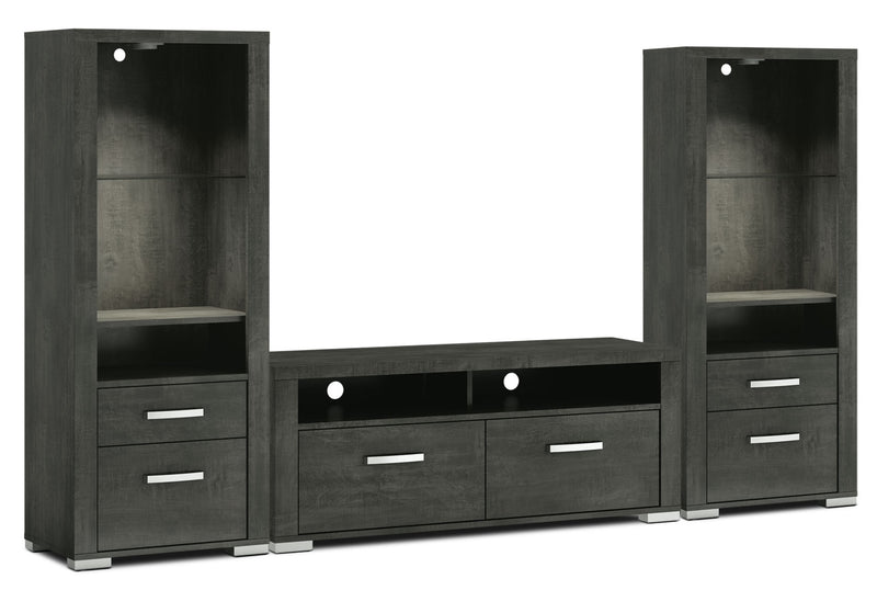 Meuble audio-vidéo Allendale 3 pièces avec ouverture pour téléviseur de 56 po et sections ouvertes