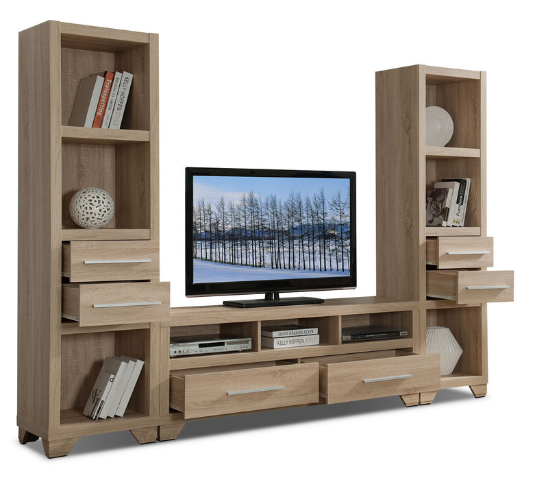 Meuble audio-vidéo Glendale 3 pièces avec ouverture pour téléviseur de 60 po - blanc vieilli