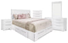 Ensemble de chambre à coucher Olivia 7 pièces avec lit double de rangement - blanc