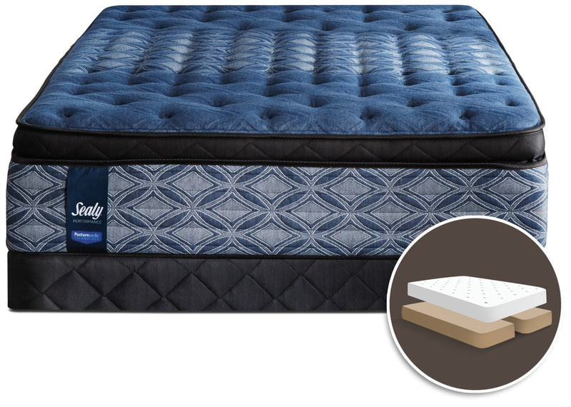 Ensemble semi-ferme Euro-plateau divisé Mornington Posturepedic Performance Plus de Sealy pour grand lit