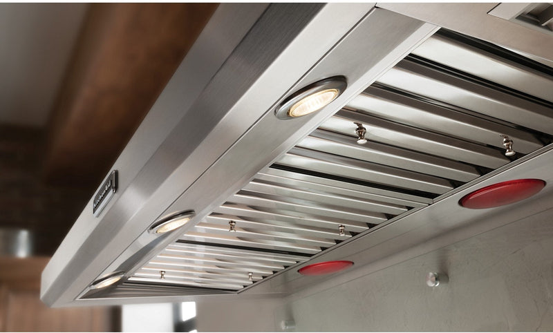Hotte de cuisinière murale de style auvent KitchenAid de 48 po de type commercial avec lumières-réchaud – KXW9748YSS